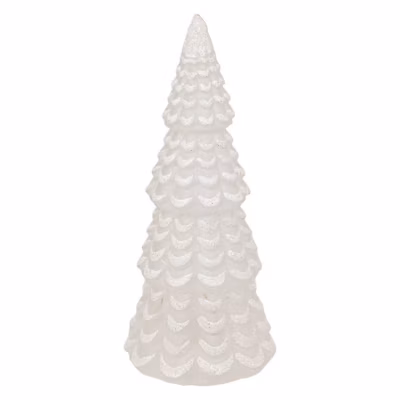 Décoration sapin en verre blanc h23 cm 10 led blanc chaud à piles – feeric lights & christmas