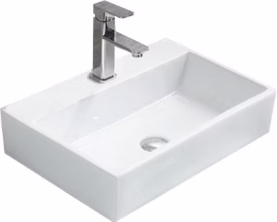 Vasque à poser rectangulaire, céramique 53x36x12 cm Blanc