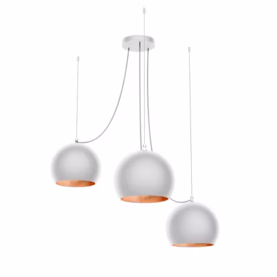 LUMICOM – JOE Suspension, 3X E27, max 42W, métal, blanc mat/feuille cuivre, D.25cm