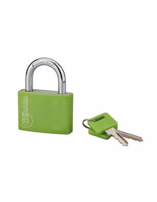 Cadenas à clé, extérieur, alu, 50mm, anse acier nickelé, 2 clés, vert – THIRARD