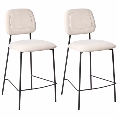 Lot de 2 chaises de bar DUETTE Velours Beige clair