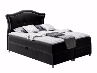 Lit continental Baltimore 135, Double, Noir, Tissu, Disponible