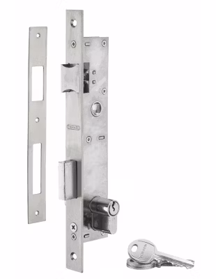 Serrure encastr. à cylindre pour menuiserie métallique, axe 21mm, L 36, bouts carrés, cylindre 30x30mm, inox, 3 clés – THIRARD