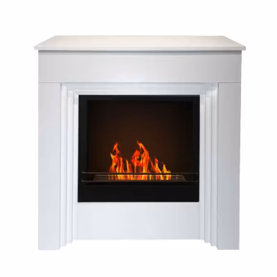 Bellini – Cheminée au bioéthanol de sol 96x35xH96 cm, blanc