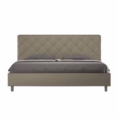 Lit rembourré en simili cuir Priya cappuccino sans sommier 200×210