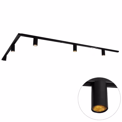 Système d&rsquo;éclairage sur rail moderne avec 5 spots noir 1-Phase GU10 35mm – Iconic Ruby Honey