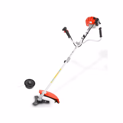 Hecht jardin 128 BTS Debroussailleuse essence systeme de coupe a 2 fils et couteau a 3 dents
