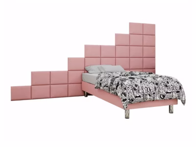Lit continental Logan 106, Unique, Rose, Tissu, Disponible