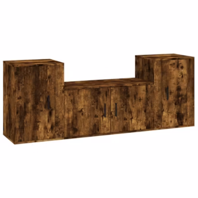 Prolenta Premium –  Ensemble de meubles TV 3 pcs Chêne fumé Bois d&rsquo;ingénierie