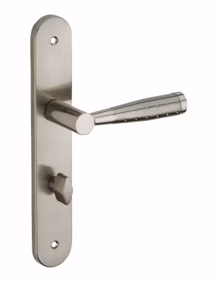 Ensemble de poignées pour salle de bain/toilette Helios à condamnation, carré 7mm, entr&rsquo;axes 195mm, nickelé brossé – THIRARD