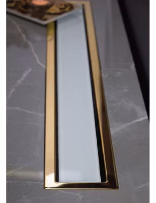 Caniveau de douche en or 24 carats et verre blanc CONFLUO PREMIUM LINE-30×12 cm-12 —12