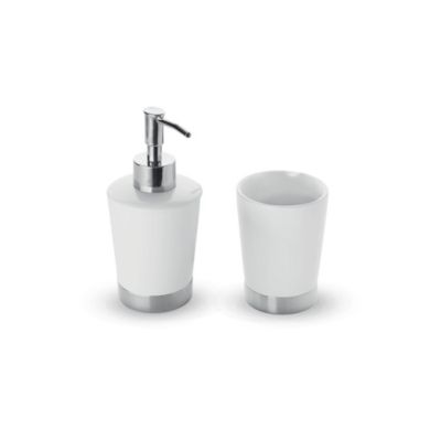 Ensemble D&rsquo;accessoires Pour Lavabo Distributeur De Savon Et Verre Porte-Brosses À Dents – Lilly