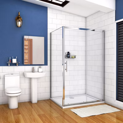 Cabine de douche coulissante – 120 x 80 x 190 cm – 5 mm Verre sécurit transparent – Aluminium chromé