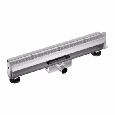 Balneo Caniveau de douche 2 en 1, en Acier Inox 80cm, finition chrome, avec Siphon, W-Drain Next