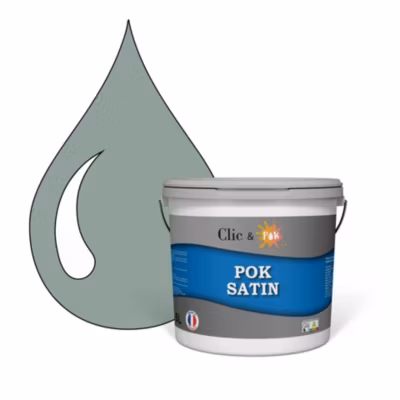 Peinture murs intérieurs satinée- Cuisine & Salle de bain POK SATIN – Vert Grisé 50m² – 5L