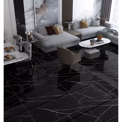 Carrelage interieur sol et mur PLATINIUM BLACK 60 X 120 HIGH GLOSSY Rectifié