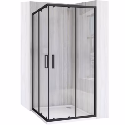 Cabine de douche REA City Black 80×80 + receveur Black