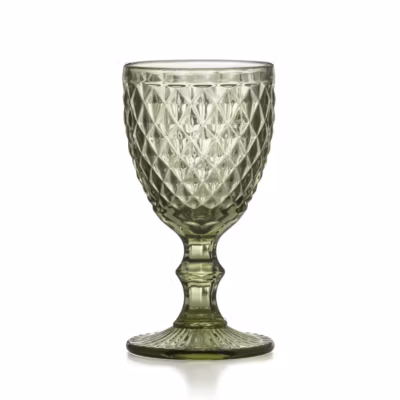 6 verres à pied 20 cl Vert – Diamond par Médard de Noblat