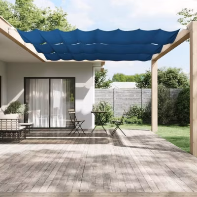vidaXL Auvent Vertical Ecran de Protection Ecran d&rsquo;Intimité de Balcon Auvent de Patio Jardin Extérieur Bleu 180×1000 cm 148470