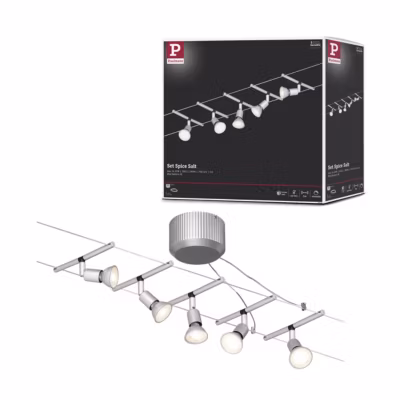 Système sur câbles Produits de deuxième choix Spice SaltLED Kit de base GU5,3 max. 5x10W gradable 230/12V Chrome mat
