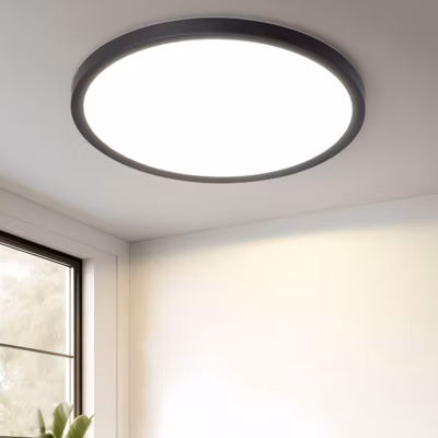 ZMH Plafonnier LED Noir Whonzimmer 18cm – Lampe Énergétique 15w Pour Cuisine Et Salon