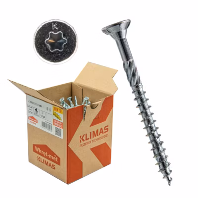 Vis de construction bois Klimas à tête fraisée Torx, zinguées blanches 6 x 80 mm 100 St.