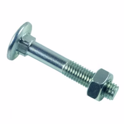 boulon tête ronde collé carré (trcc) zingué – 16 x 250 mm- vendu par 10