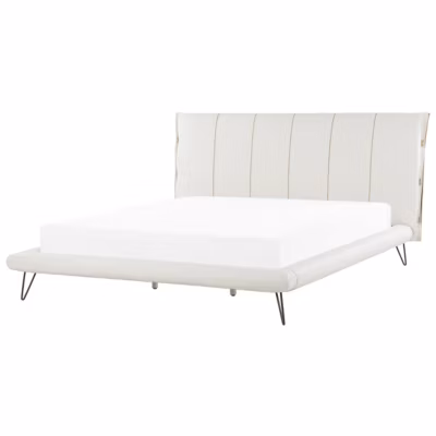 Lit avec sommier Cuir PU BETIN 180 x 200 cm Beige clair