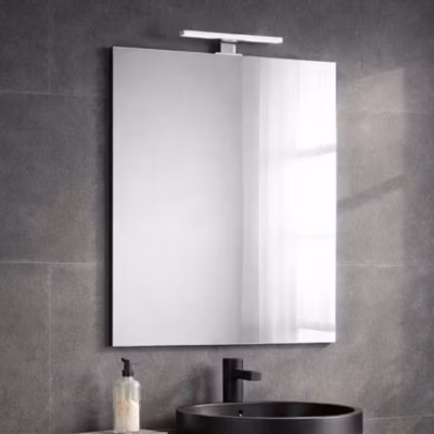 Miroir De Salle De Bain 60X80 Réversible Avec Lampe Chromée 20Cm