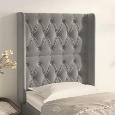 vidaXL Tête de lit avec oreilles Gris clair 83x16x118-128 cm Velours3119946