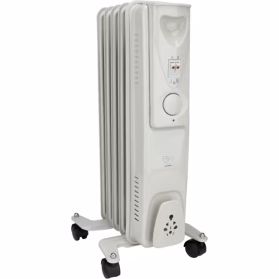 Radiateur mobile bain d&rsquo;huile 1000W – Blanc – Voltman