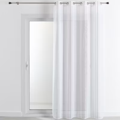 Voilage en étamine à rayures métallisées (140×240 cm – Argent)
