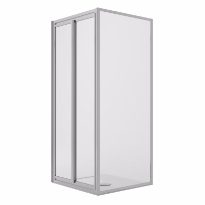 Cabine de douche Angulaire 80x100CM H185 Verre Transparent Fixe+Saloon 2 Portes Pivotantes 100 mod. Clint