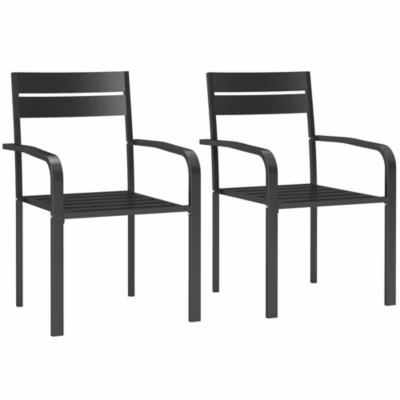 Lot de 2 chaises de jardin empilables avec accoudoirs courbés aluminium gris foncé