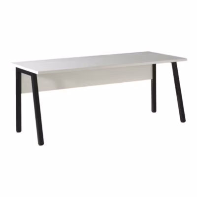 Bureau professionnel droit 150cm  Collection SOON  Coloris Blanc Mat et Noir