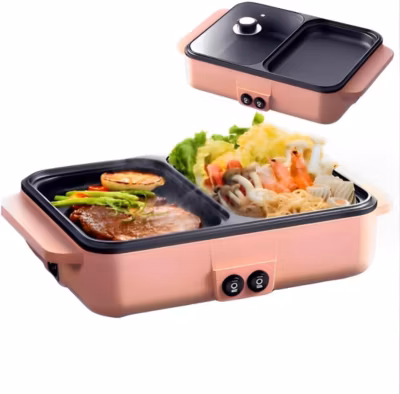Barbecue électrique 2-en-1 grill & fondue chinoise