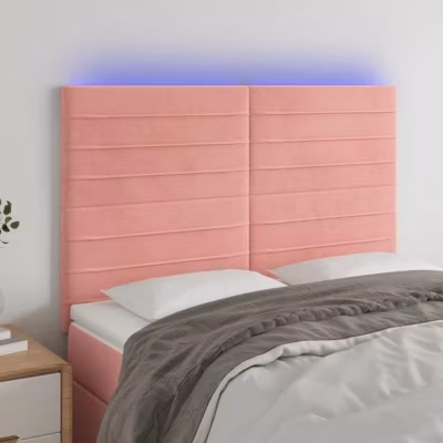 vidaXL Tête de Lit à LED Meuble de Chambre à Coucher Accessoire de Lit Double Tête de Cadre de Lit Intérieur Rose 3122617