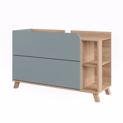Vicco Meuble sous vasque Sonoma/Bleu 100x65cm avec 2 tiroirs