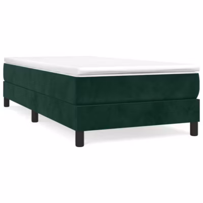Lit simple, Lit adulte, Cadre de lit à ressorts vert foncé 80×200 cm velours