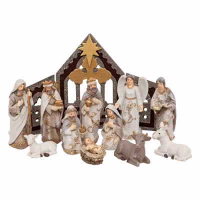 Crèche H.25cm avec 11 santons résine – Atmosphera