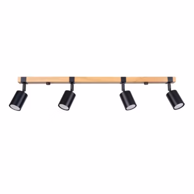 Plafonnier en acier/bois naturel 4 lampes 88x6x17.2cm Sollux