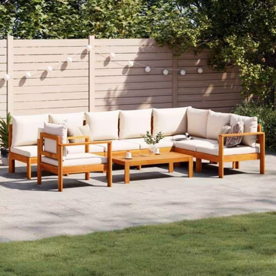 Salon de jardin modulable vidaxl bois 8 personnes 6 pieces