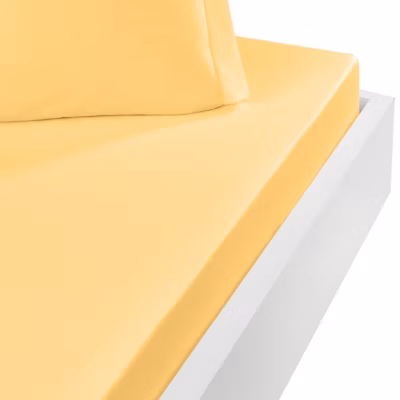 Drap housse en coton bonnet 30 cm Miel 90×190 cm STUDIO