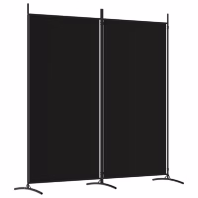 Paravent, Séparateur, Cloison de séparation 2 panneaux Noir 175×180 cm Tissu