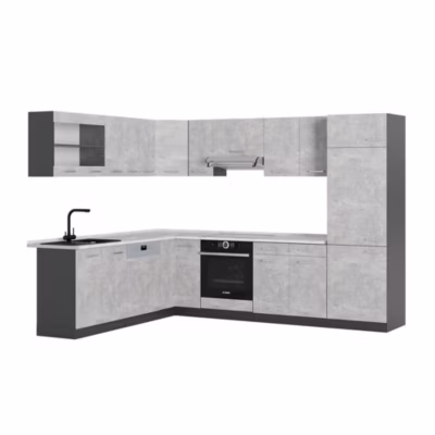 Vicco Cuisine en angle Béton/Anthracite 227x287cm , PT Marbre