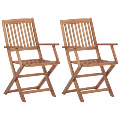 Chaises pliables d&rsquo;extérieur lot de 2,Chaise de jardin,Chaise de terrasse Bois d&rsquo;acacia solide 386965