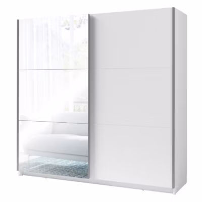 Armoire 2 portes coulissantes avec miroir – 150 cm- blanc alpin mat – collection ARSALA