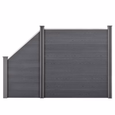 Clôture Brise Vue Bois Composite Quadratique et Oblique Gris 183 x 277 cm neu.holz