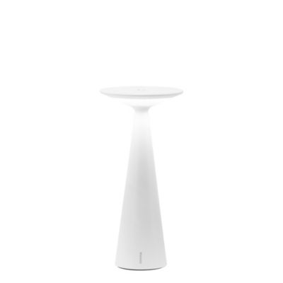 Zafferano Damina – Lampe de table LED rechargeable, variateur, autonomie 8 h, IP65 – Sans fil, finition aluminium blanc