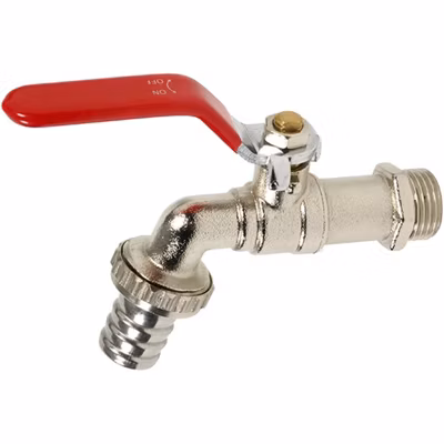 Robinet de puisage ACS (robinet extérieur) – D : 20/27-26/34 – Tétine : D21 – Poignée rouge